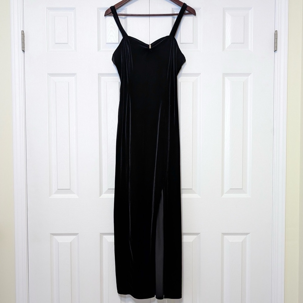 Onyx Nite Black Velvet Maxi Slip Dress